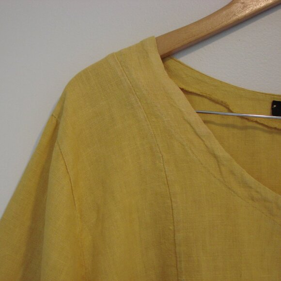 Vivian Shyu Linen Tunic Top Made in Italy Lagenlook Mustard Yellow XL XXL 1X 2X - Picture 5 of 12